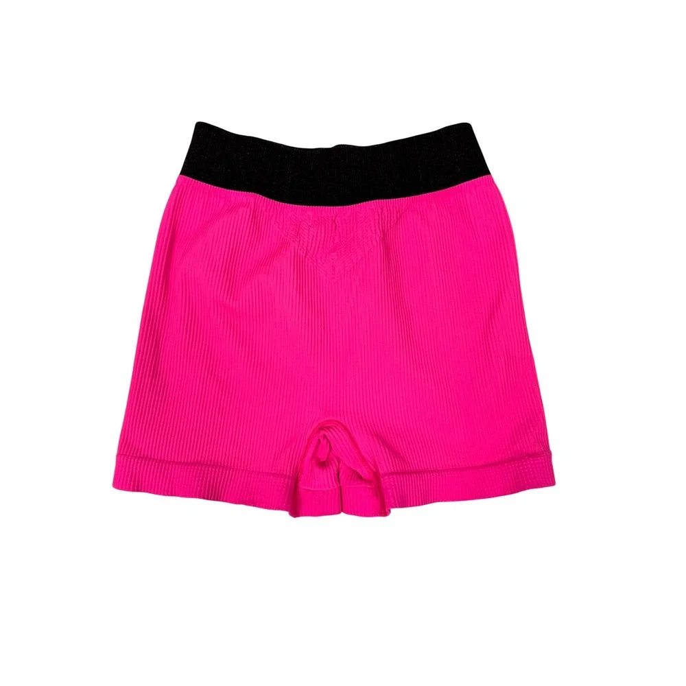 Free People Movement Neon Pink Ribbed Biker Shorts Seamless M/L